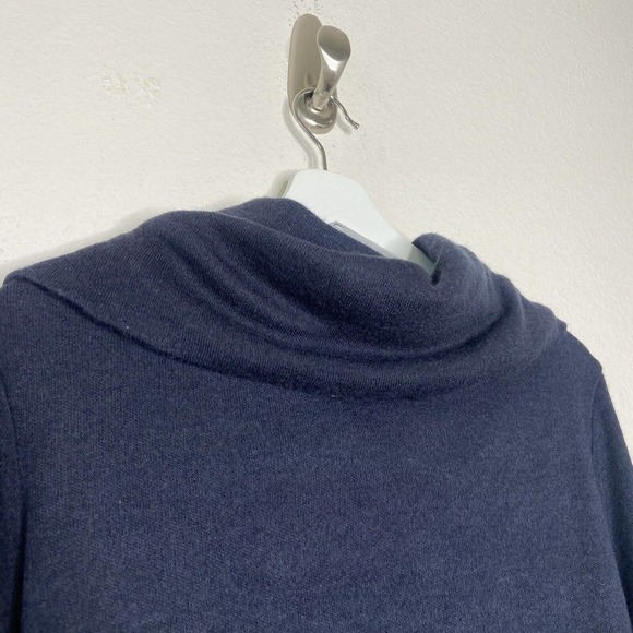 H2H Asymmetrical Cowl Neck Zipper Detail Navy Sweater Sz M - Picture 9 of 10